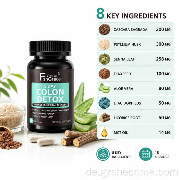 Shecome Colon Detox Ergänzungsmittel zur Linderung von Verstopfung im Darm